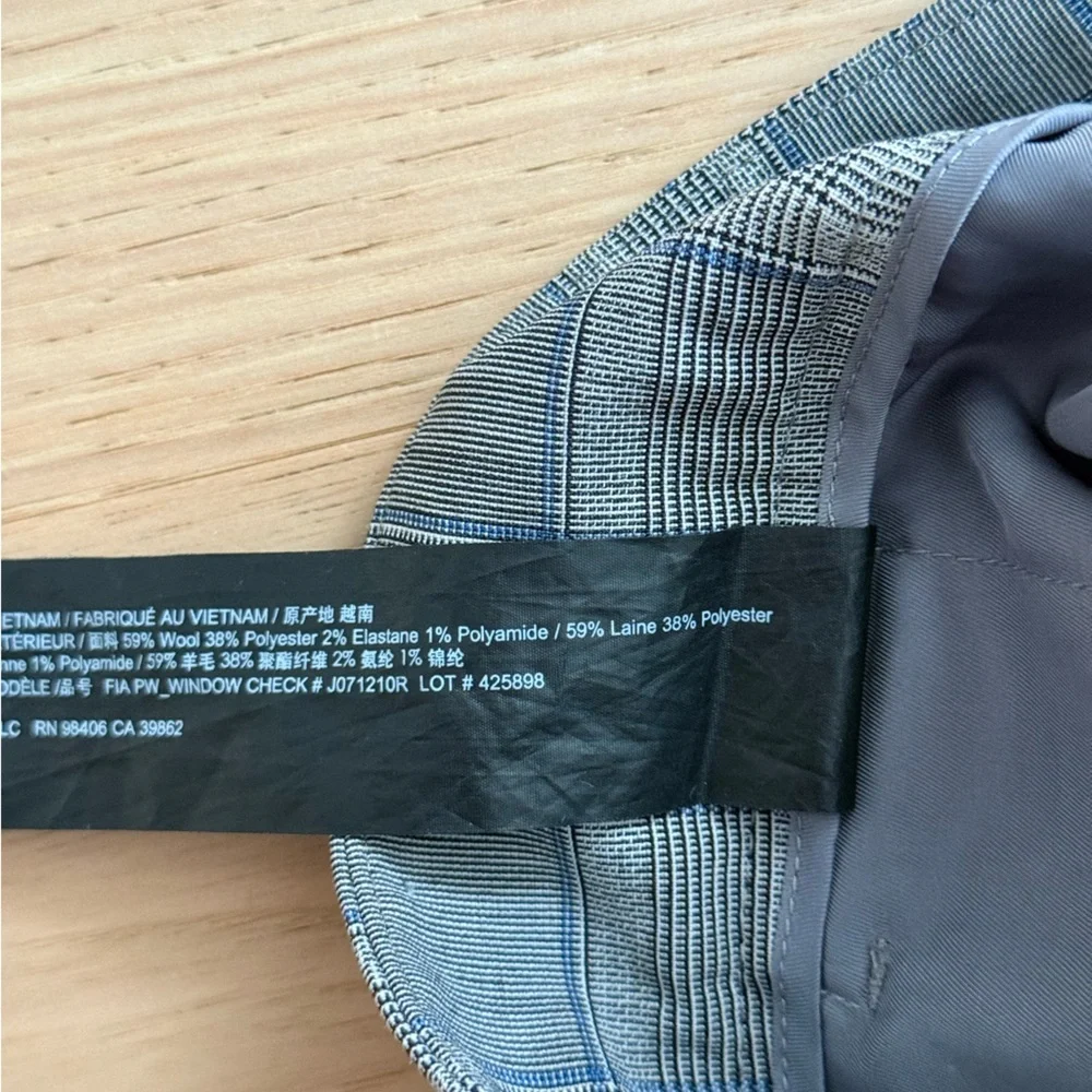Theory Crop Plaid Grey/ Blue Pants Wool Blend Size 2